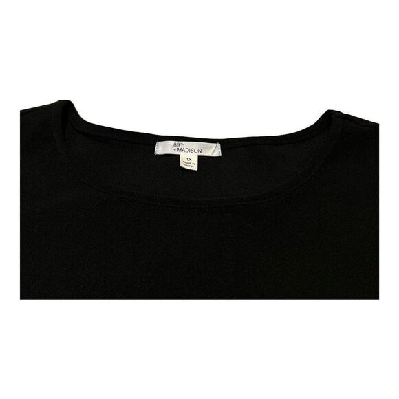 89th and Madison Womens size 1X Black Blouse Top Plus Size Short Sleeve Shirt - Picture 3 of 6